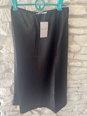 NWT Inmod Black Satin Midi Skirt - Size Medium